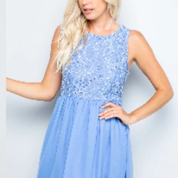 Francesca's Blue Floral Dress - SZ. L - Picture 6 of 15